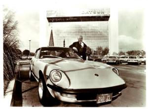 Katayama with the 240Z in a 1970 campaign to promote the car in the US