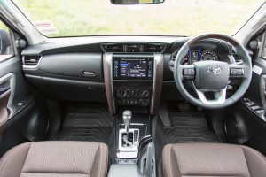 Fortuner GX Interior - Dash view with centre console and tilt and telescopic steering wheel
