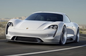 Porsche Mission E concept above and at top