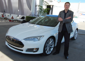 Tesla CEO Elon Musk with the Model S