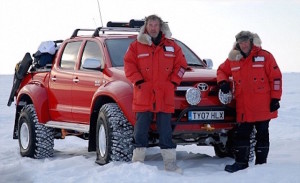 Top Gear's Jeremy Clarkson and James May with the Hilux prepared by Arctic Trucks