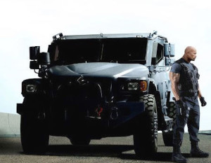 Actor Dwayne Johnson with the truck from Terradyne